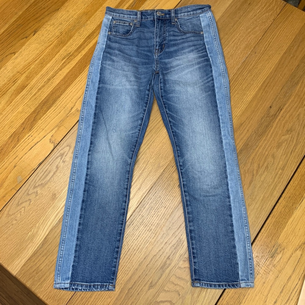 Madewell Cruiser Straight‎ Two Tone Side Stripe Jeans Blue G7689 Womens Size 24